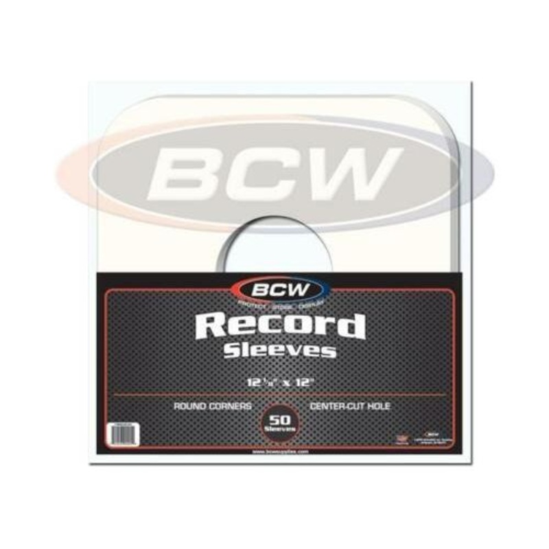 BCW - Paper Record Sleeves With Hole - Round Corners - 12 1/8" x 12" Package of 50