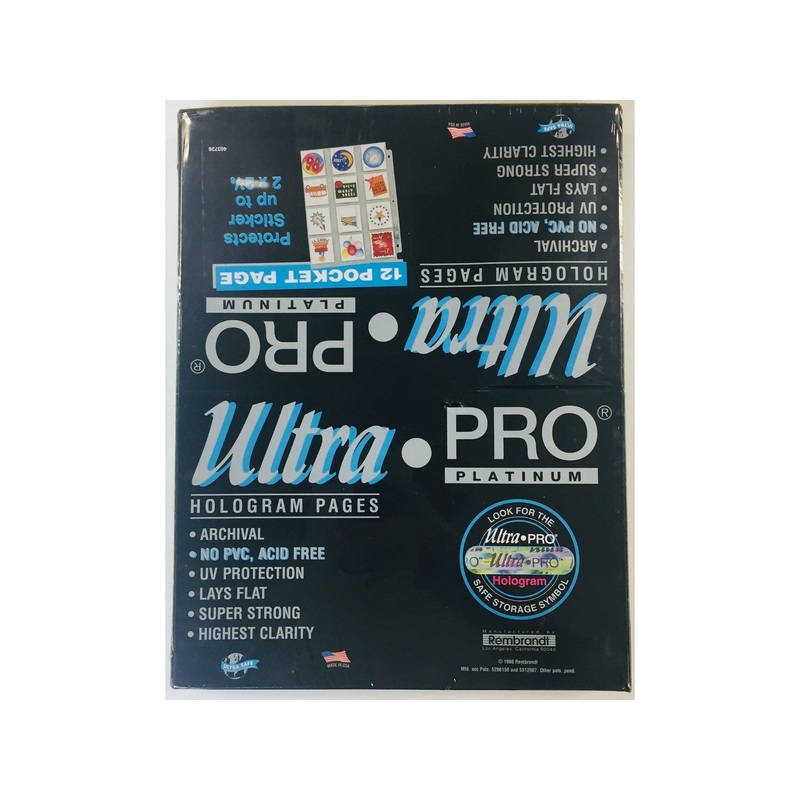 Ultra Pro - 12 Pocket - Sticker Sized - Platinum Hologram Binder Pages - Box of 100