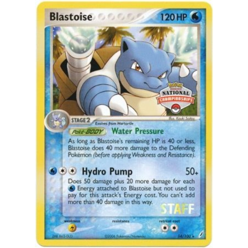 Blastoise (14/100) (National Championship Promo Staff) [EX: Crystal Guardians]