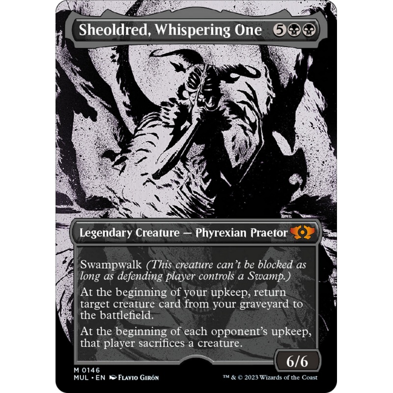 Sheoldred, Whispering One (Halo Foil) [Multiverse Legends]
