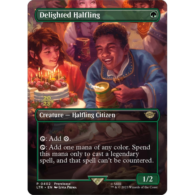 Delighted Halfling (402) [The Lord of the Rings: Tales of Middle-Earth Prerelease Promos]
