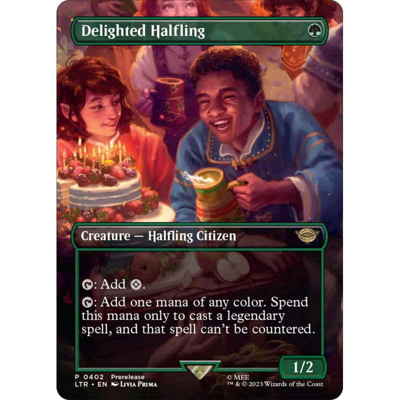Delighted Halfling (Borderless Alternate Art) [The Lord of the Rings: Tales of Middle-Earth]