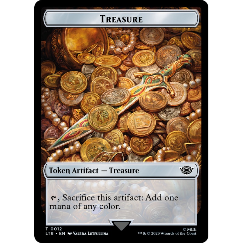 Treasure // Wraith Double-Sided Token [The Lord of the Rings: Tales of Middle-Earth Commander Tokens]