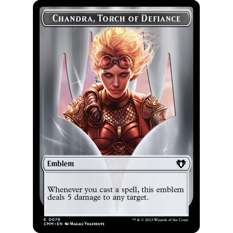 Chandra, Torch of Defiance Emblem // Wizard Double-Sided Token [Commander Masters Tokens]