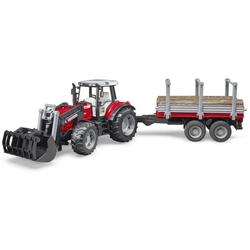 Massey Ferguson 7480 with Frontloader and Logging Trailer
