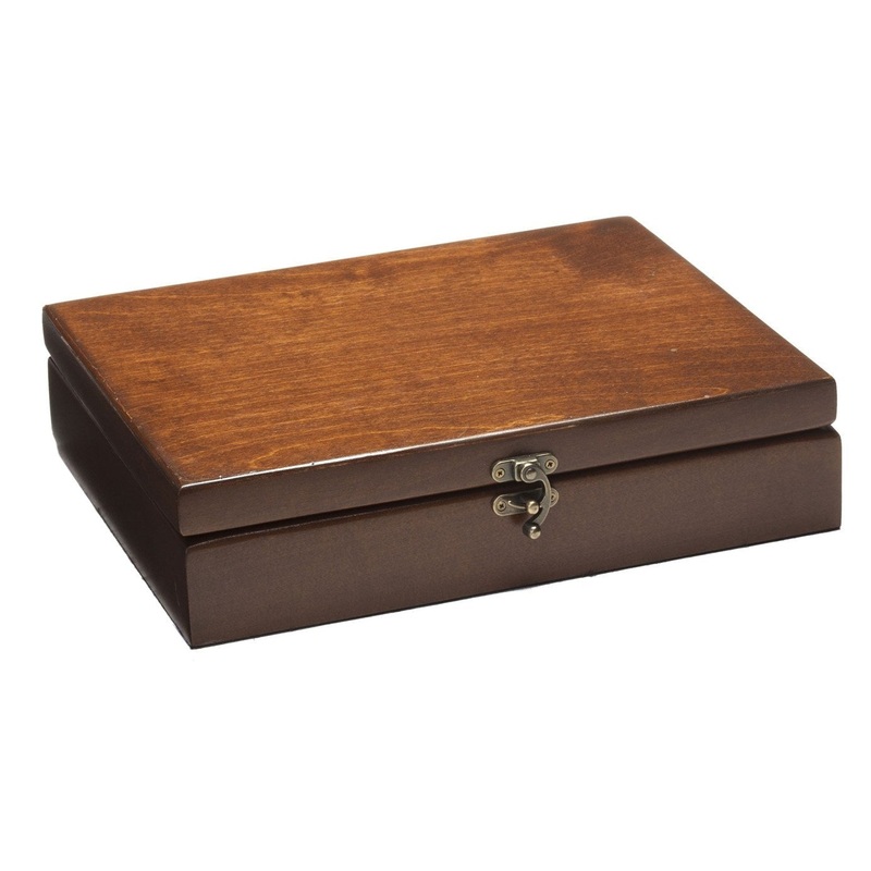 11" Wooden Treasure Box with Walnut Stain