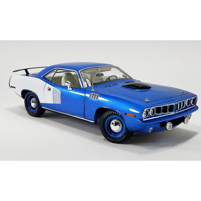 1/18 1971 Plymouth HEMI Barracuda B5 Blue Metallic with White Stripes