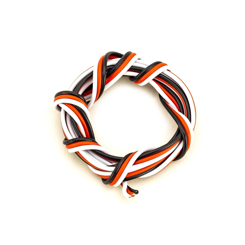 BenchCraft 20 Gauge Flat Servo Wire - White/Red/Black (1 Meter)