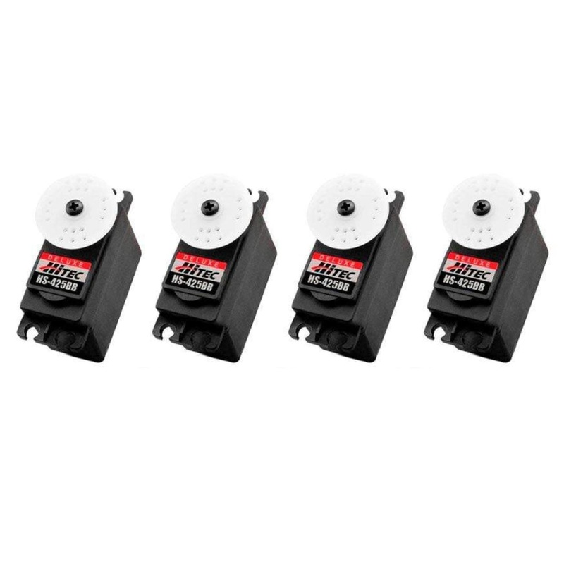 Hitec HS-425BB Deluxe Ball Bearing Plastic Gear Standard Servo Airplane Multi-Pack (4 Servos)