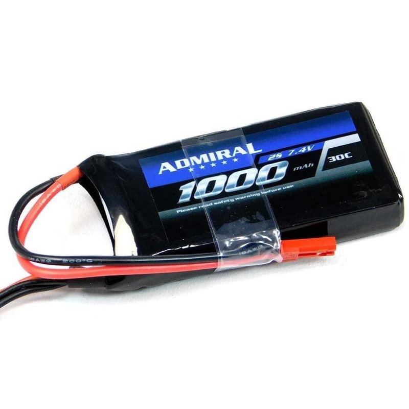 Admiral 1000mAh 2S 7.4V 30C LiPo Battery with JST Connector