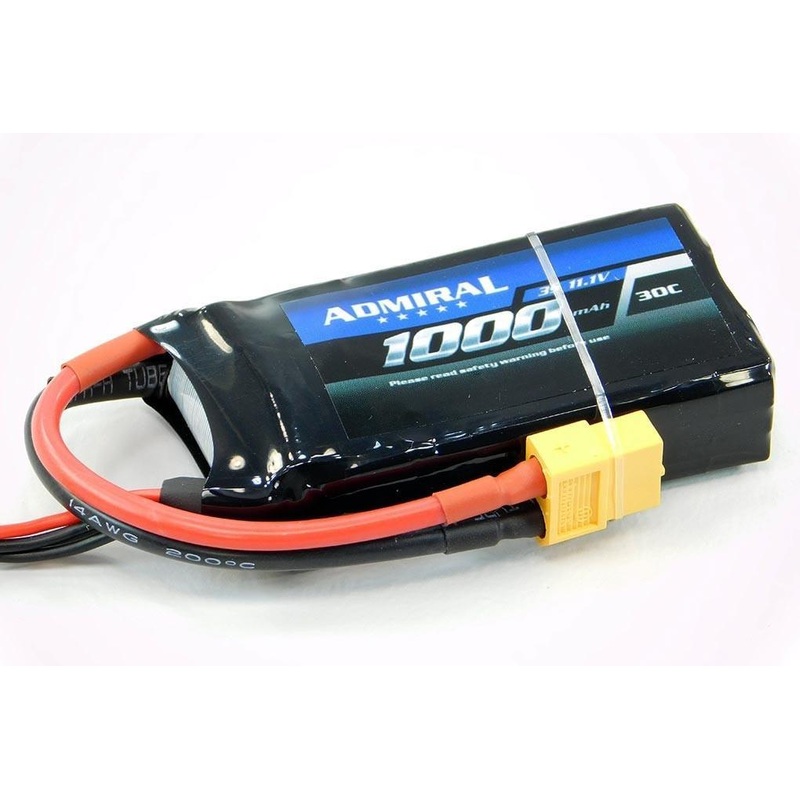 Admiral 1000mAh 3S 11.1V 30C LiPo Battery with XT60 Connector
