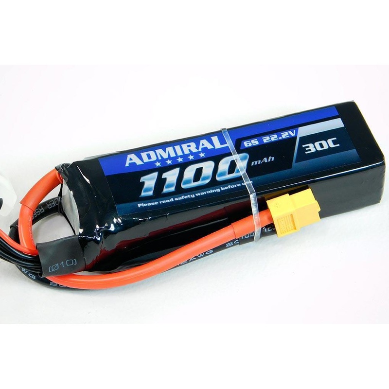 Admiral 1100mAh 6S 22.2V 30C LiPo Battery with XT60 Connector