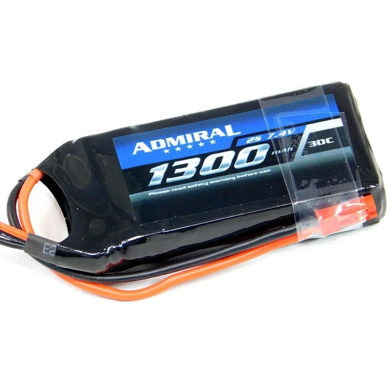 Admiral 1300mAh 2S 7.4V 30C LiPo Battery with JST Connector