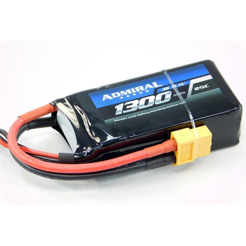Admiral 1300mAh 3S 11.1V 25C LiPo Battery with XT60 Connector