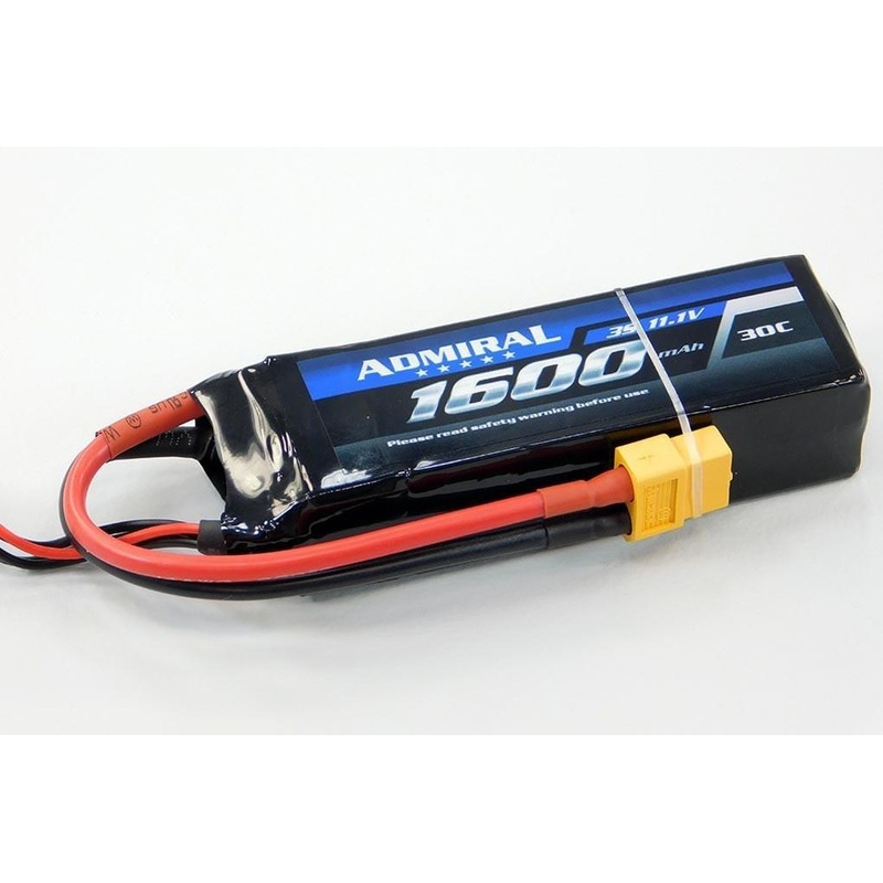 Admiral 1600mAh 3S 11.1V 30C LiPo Battery with XT60 Connector