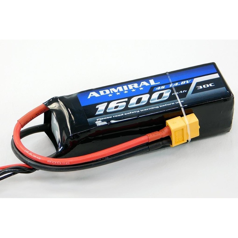 Admiral 1600mAh 4S 14.8V 30C LiPo Battery with XT60 Connector