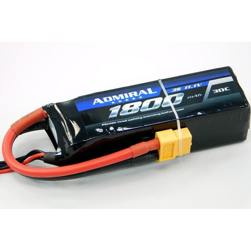Admiral 1800mAh 3S 11.1V 30C LiPo Battery with XT60 Connector