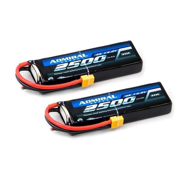 Admiral 2500mAh 4S 14.8V 30C LiPo Battery with XT60 Connector Multi-Pack (2 Batteries)