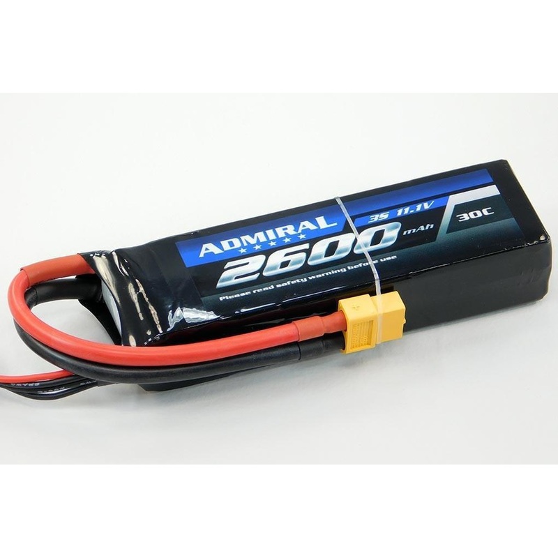 Admiral 2600mAh 3S 11.1V 30C LiPo Battery with XT60 Connector