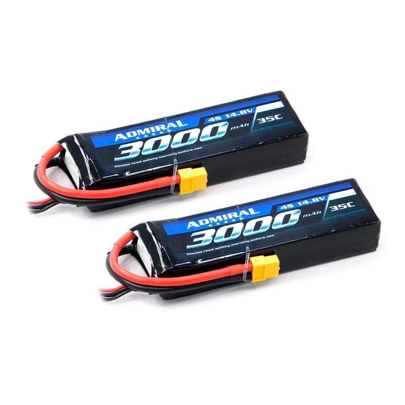 Admiral 3000mAh 4S 14.8V 35C LiPo Battery with XT60 Connector Multi-Pack (2 Batteries)