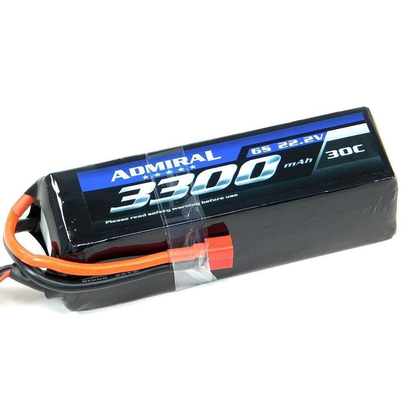 Admiral 3300mAh 6S 22.2V 30C LiPo Battery with T Connector