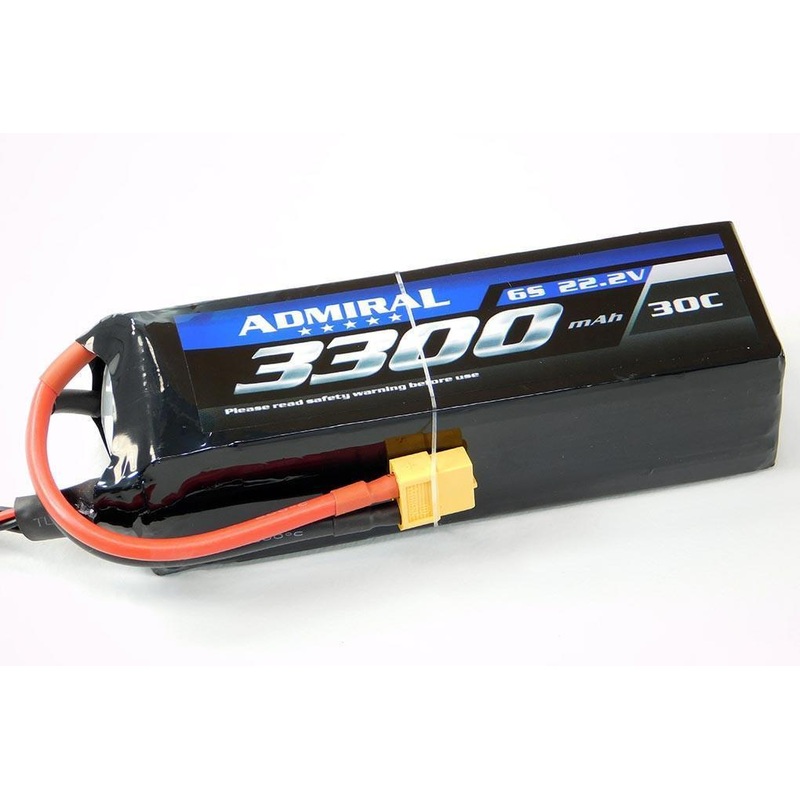 Admiral 3300mAh 6S 22.2V 30C LiPo Battery with XT60 Connector