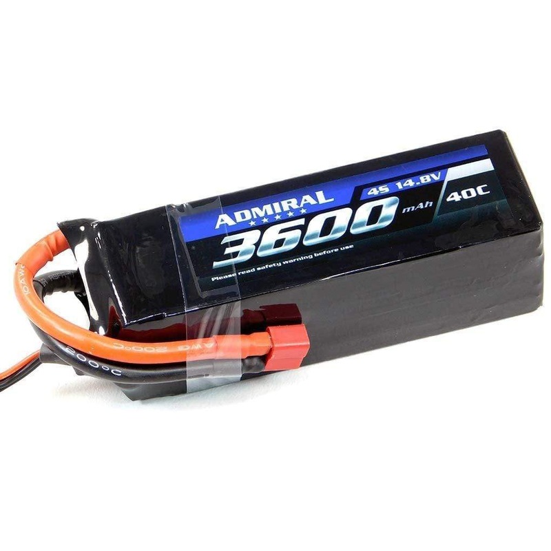 Admiral 3600mAh 4S 14.8V 40C LiPo Battery with T Connector