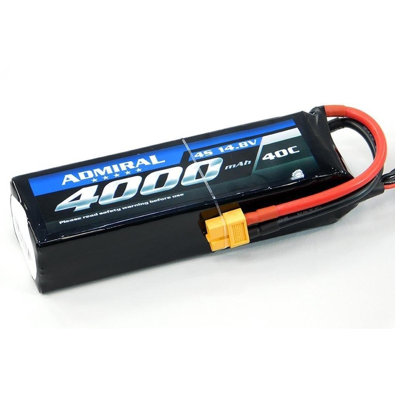 Admiral 4000mAh 4S 14.8V 40C LiPo Battery with  XT60 Connector