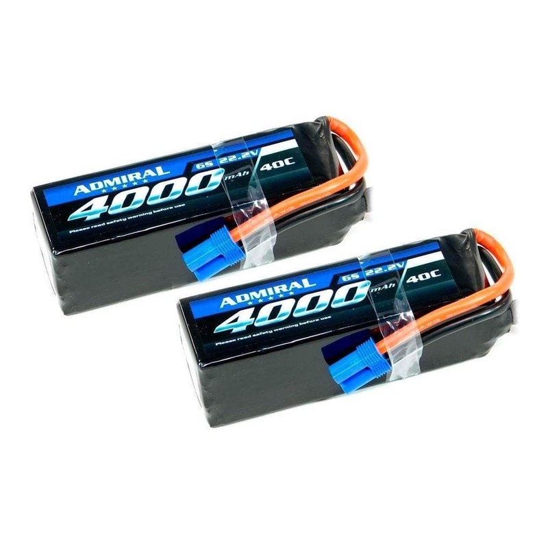 Admiral 4000mAh 6S 22.2V 40C LiPo Battery with EC5 Connector Multi-Pack (2 Batteries)