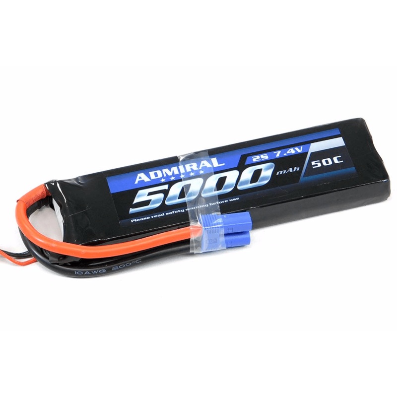 Admiral 5000mAh 2S 7.4V 50C LiPo Battery with EC5 Connector