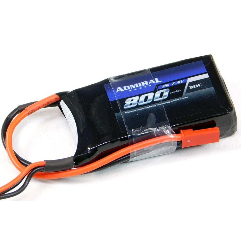 Admiral 800mAh 2S 7.4V 30C LiPo Battery with JST Connector