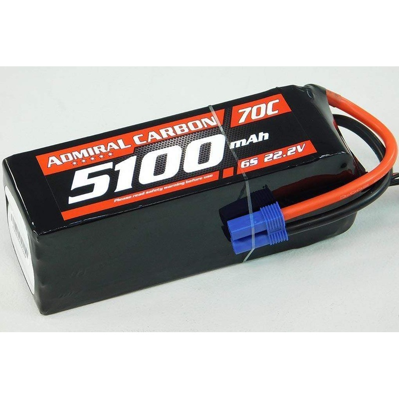 Admiral Carbon 5100mAh 6S 22.2V 70C LiPo Battery with EC5 Connector