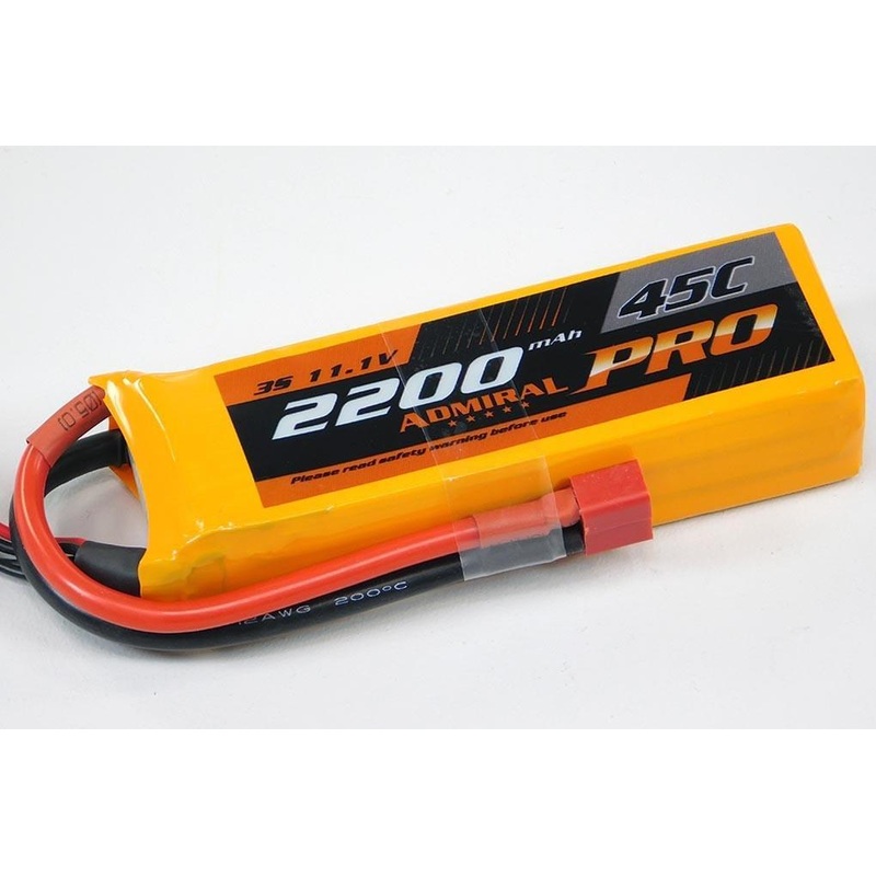Admiral Pro 2200mAh 3S 11.1V 45C LiPo Battery with T Connector