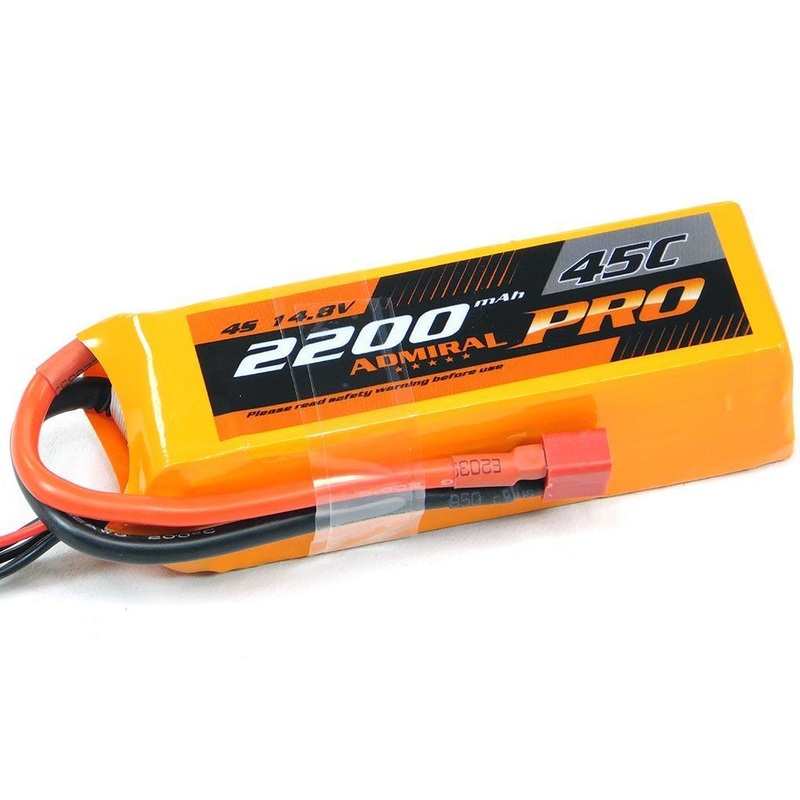 Admiral Pro 2200mAh 4S 14.8V 45C LiPo Battery with T Connector