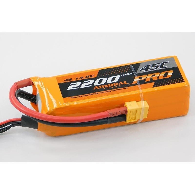Admiral Pro 2200mAh 4S 14.8V 45C LiPo Battery with XT60 Connector