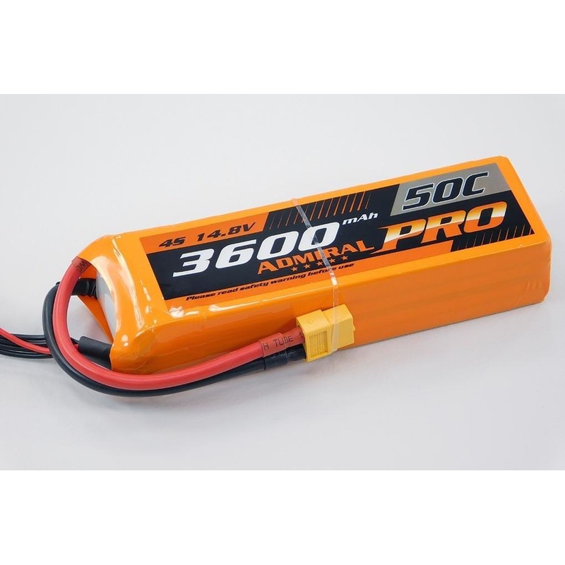 Admiral Pro 3600mAh 4S 14.8V 50C LiPo Battery with XT60 Connector