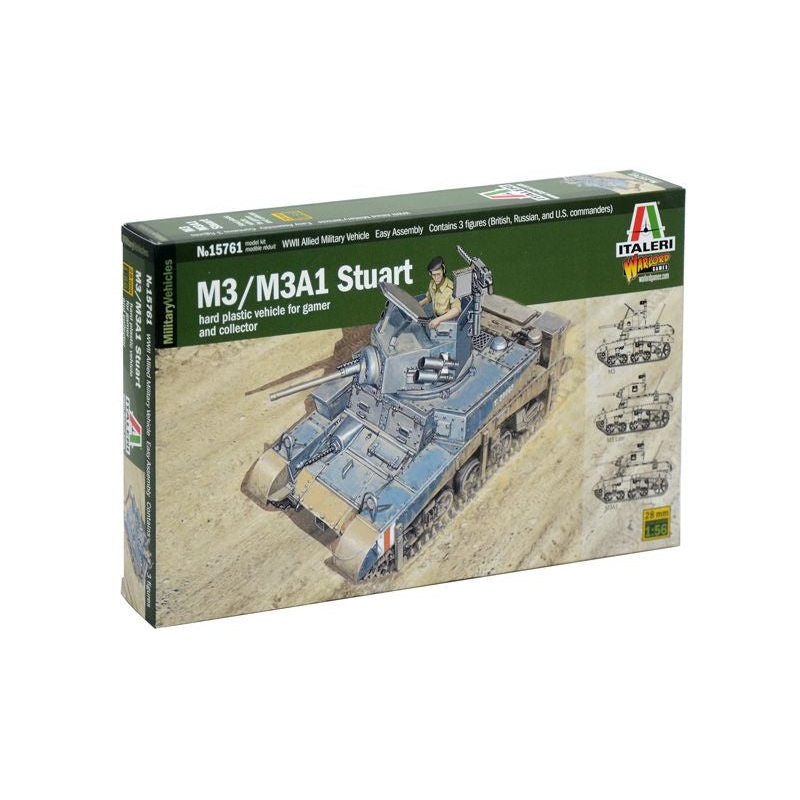 Italeri - 1/56 M3 Stuart Light Tank (incl. 3 tank drivers)