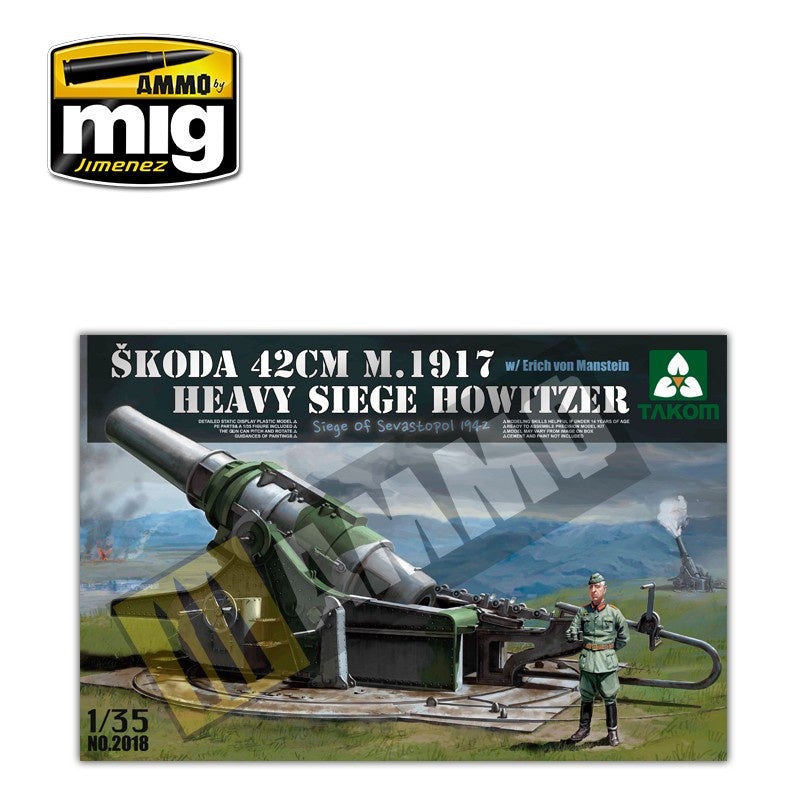 Takom - 1/35 Skoda 42cm M.1917 Heavy Siege Howitzer with Erich von Manstein