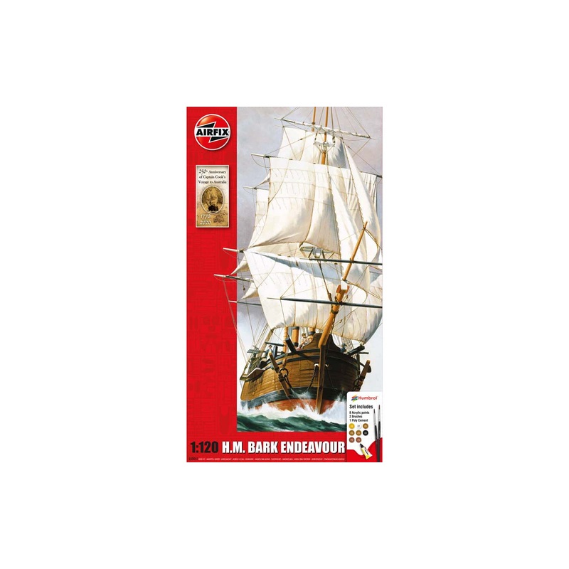 Airfix - 1/120 H.M. Bark Endeavour (Set Incl.Paint)