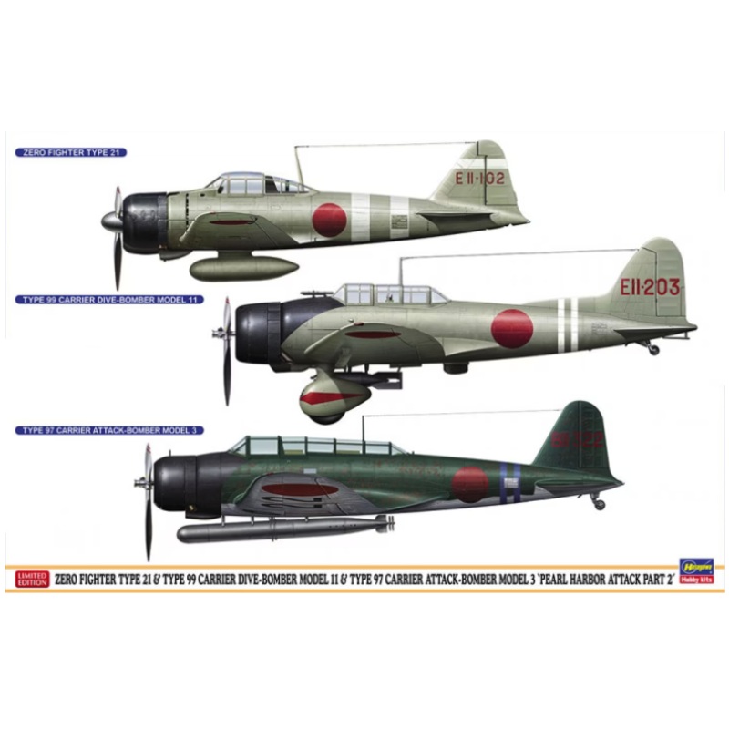 Hasegawa - 1/48 Pearl Harobour 80 Zero / Val / Kate