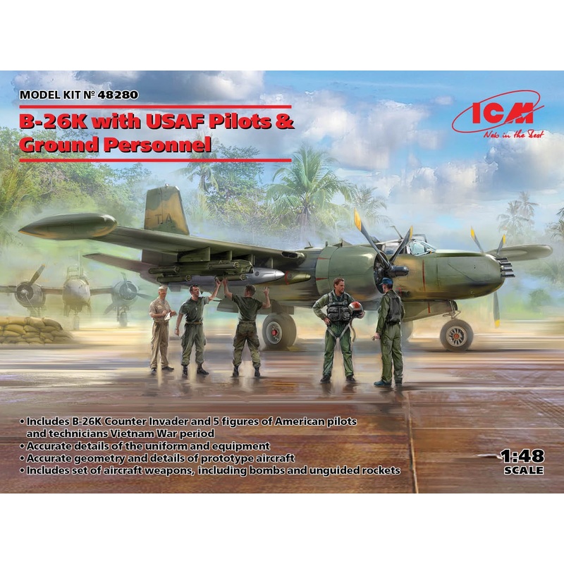 ICM - 1/48 B-26K Counter Invader w/USAF Pilots & Ground Personnel