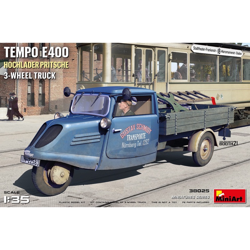 Miniart - 1/35 Tempo E400 Hochlader Pritsche 3-Wheel Truck