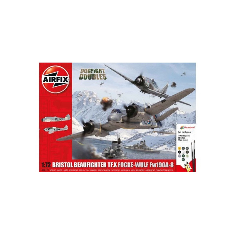 Airfix - 1/72 Bristol Beaufighter TF.X & Focke-Wulf Fw190A-8 (Set incl. Paints)