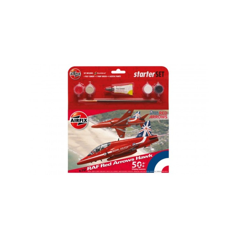 Airfix - 1/72 Red Arrows Hawk 50th (Starter Set Incl.Paint)