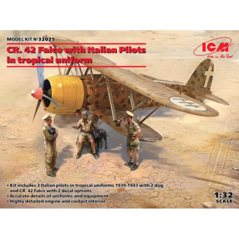 ICM - 1/32 CR.42 Falco w/ Italian Pilots (Tropical Uniform)