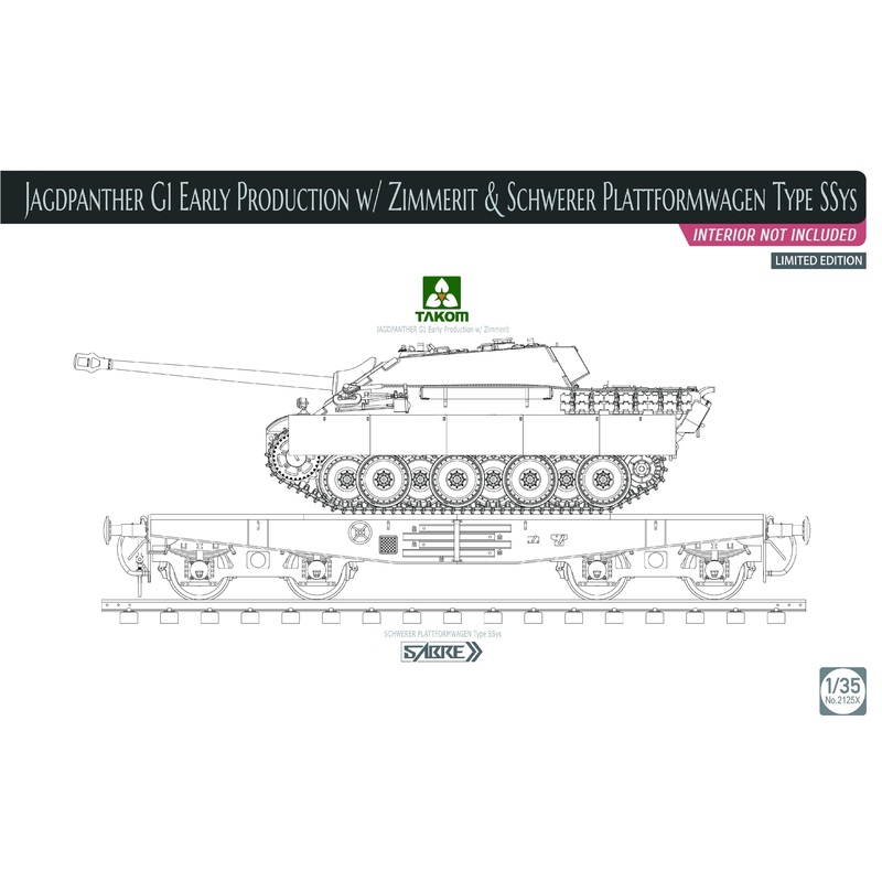 Takom - 1/35 Jagdpanther G1 Early w/Zimmerit & Schwerer Plattformwagen Type SSys (Interior Not Included)