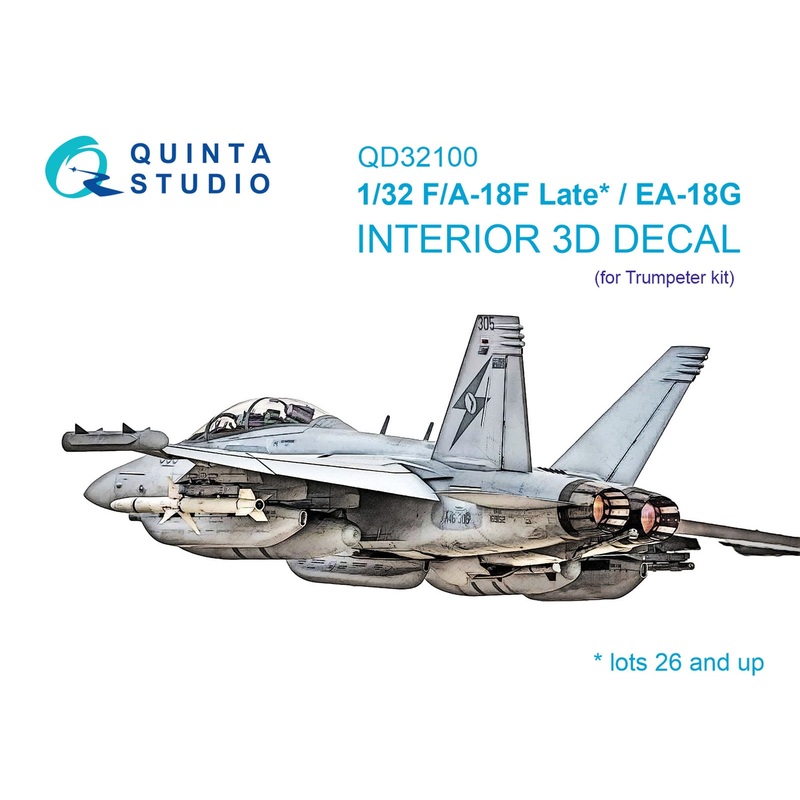 Quinta Studio QD32100 - 1/32 F/A-18F late / EA-18G 3D-Printed & Coloured Interior (for Trumpeter kit)