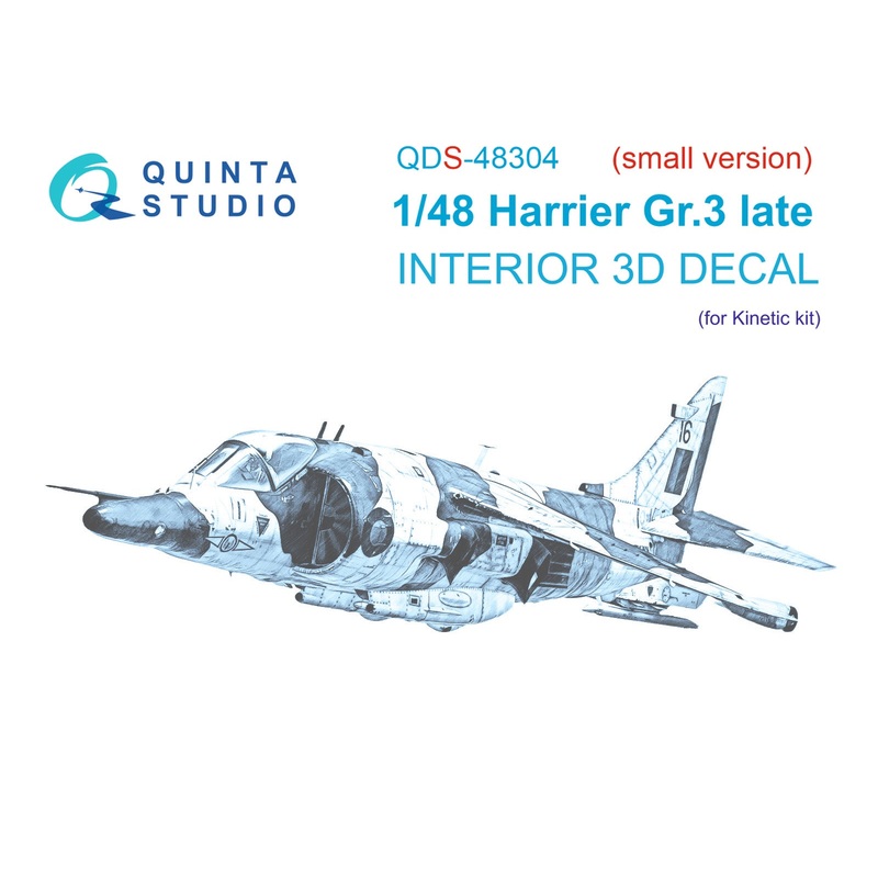 Quinta Studio QDS-48304 - 1/48 Harrier Gr.3 late 3D-Coloured Interior (Small version) (for Kinetic kit)