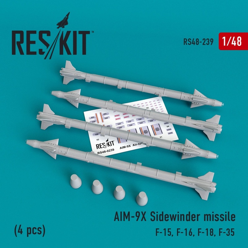 Reskit - 1/48 AIM-9X Sidewinder Missile (4 pcs) (RS48-0239)