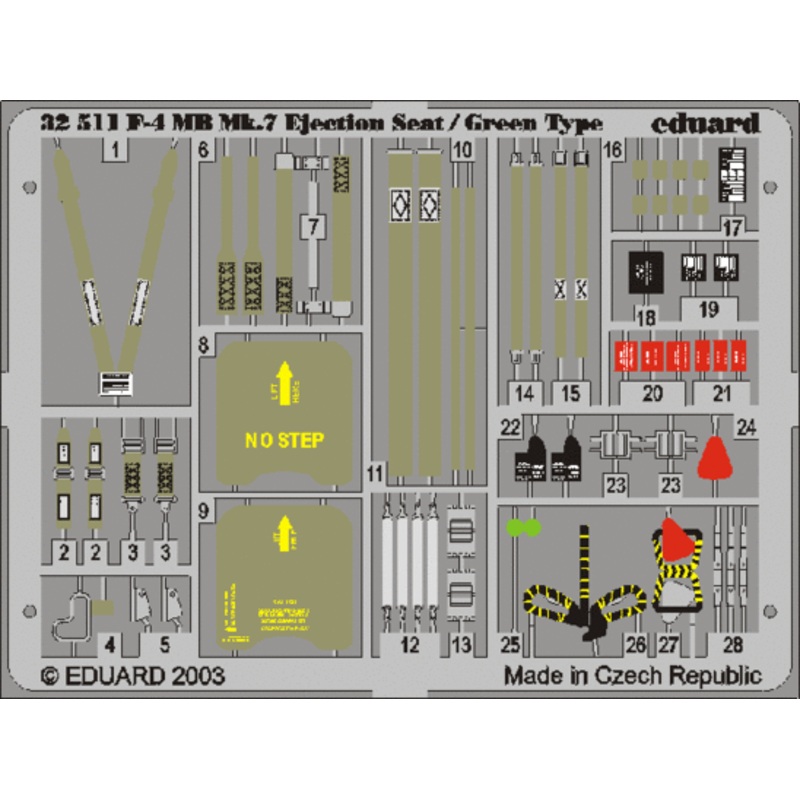 Eduard - 1/32 F-4 ejection seat green (Color photo-etched)(for Tamiya) 32511